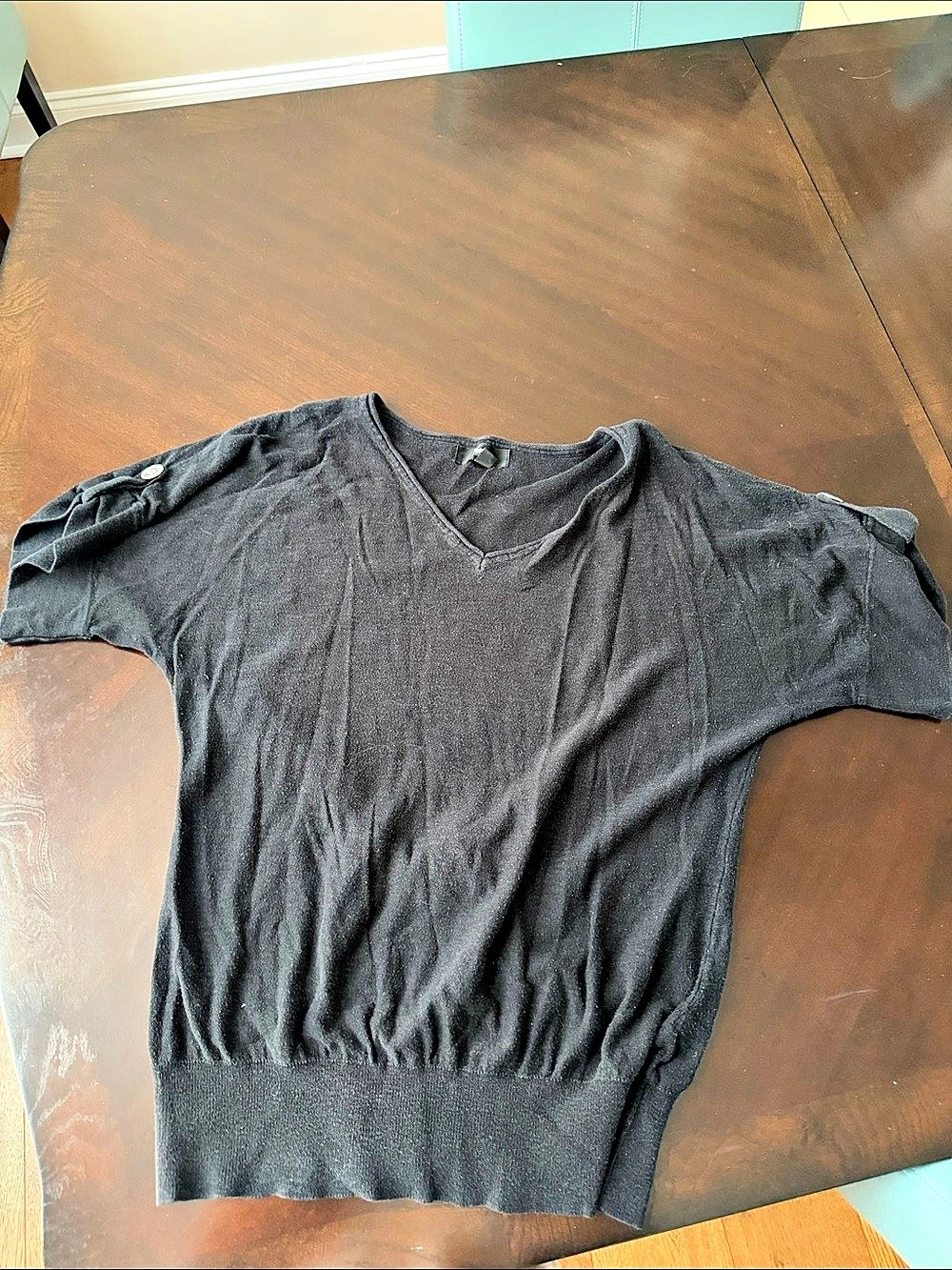 Mossimo Short Sleeve sweater Top in Black Size Large Like New